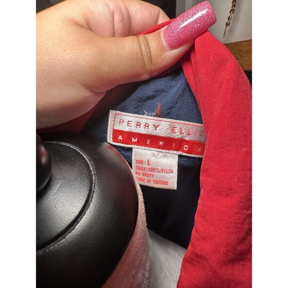RARE Vintage Perry Ellis Navy America Pull Over Half Zip Windbreaker Jacket Larg - Picture 9 of 9
